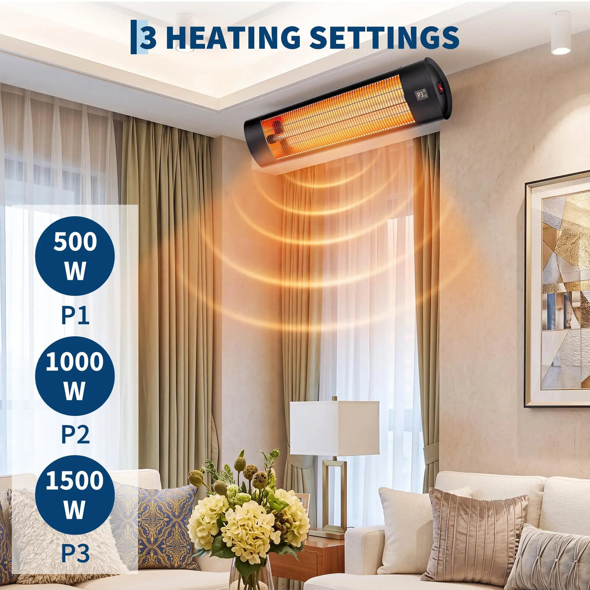 GAOMON Carbon Fiber Infrared Outdoor Patio Heater With Remote