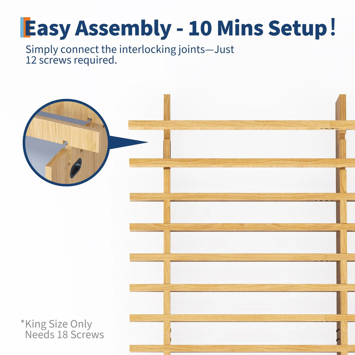 HiMISS Durable Wood Platform Bed Frame With Storage Space