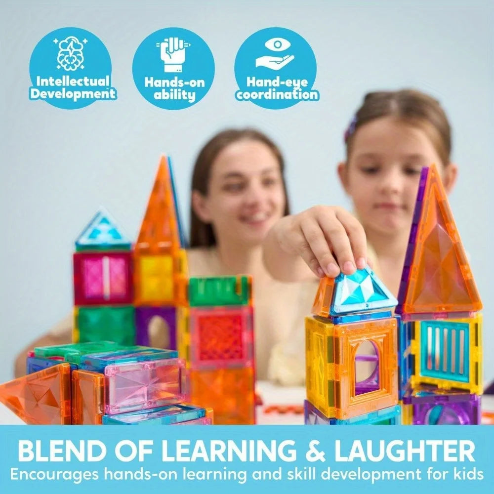 Joyfy Magnetic Building Tiles And Vehicle Construction Set For Kids