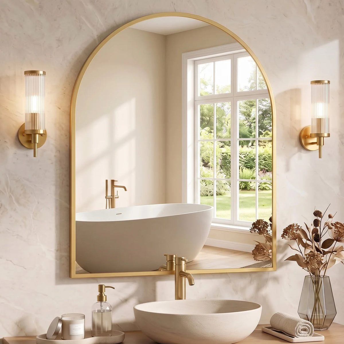MCQ Arched Wall Mounted Bathroom Mirror With Aluminum Frame