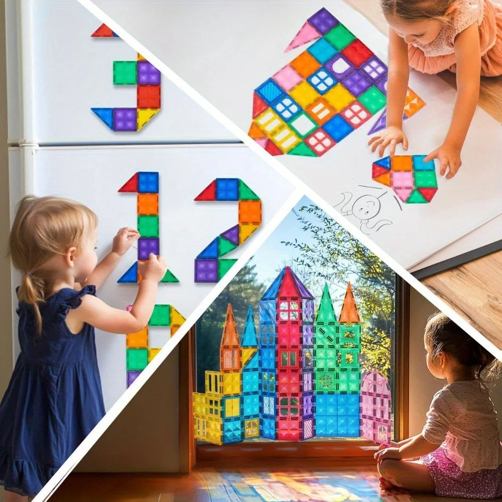 Joyfy Magnetic Building Tiles And Vehicle Construction Set For Kids