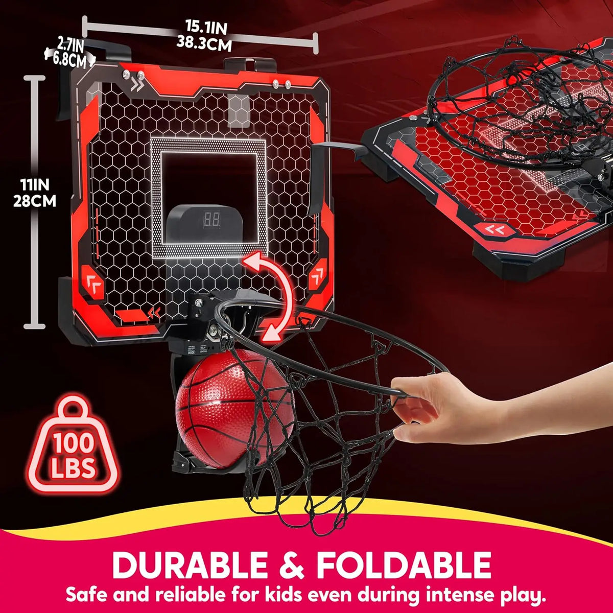 Joyfy Light Up Indoor Basketball Hoop With Scoreboard And Balls