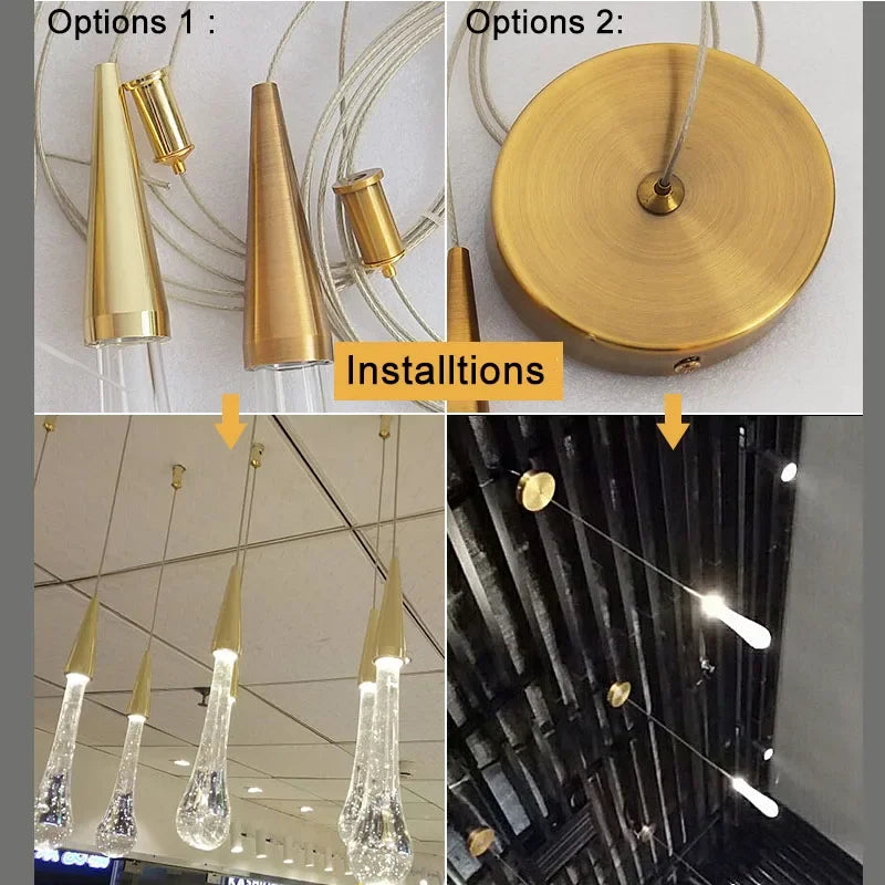 Modern Crystal Glass Led Pendant Light For Dining Room