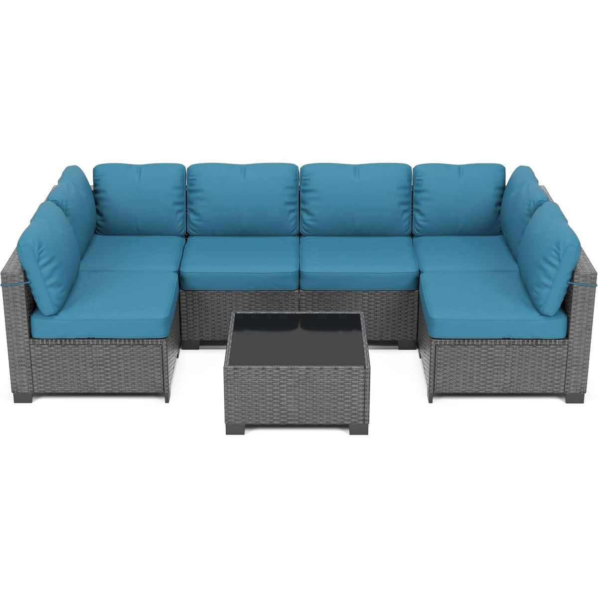 HiMISS Modular PE Rattan Outdoor Sectional Sofa Conversation Set