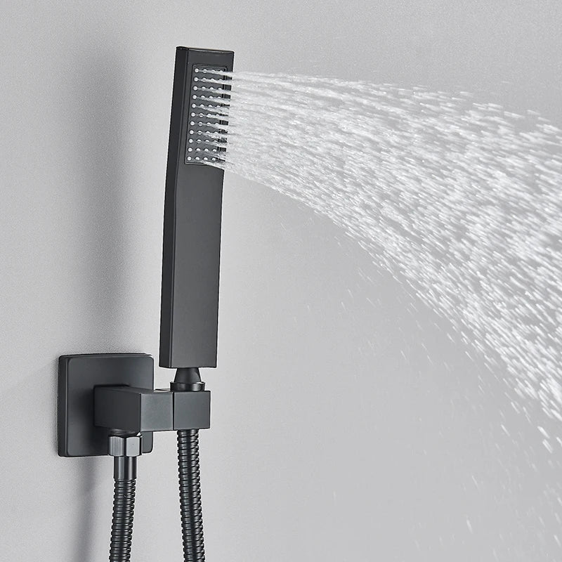 Quyanre Concealed Shower System Rain Waterfall Wall Mounted Faucet