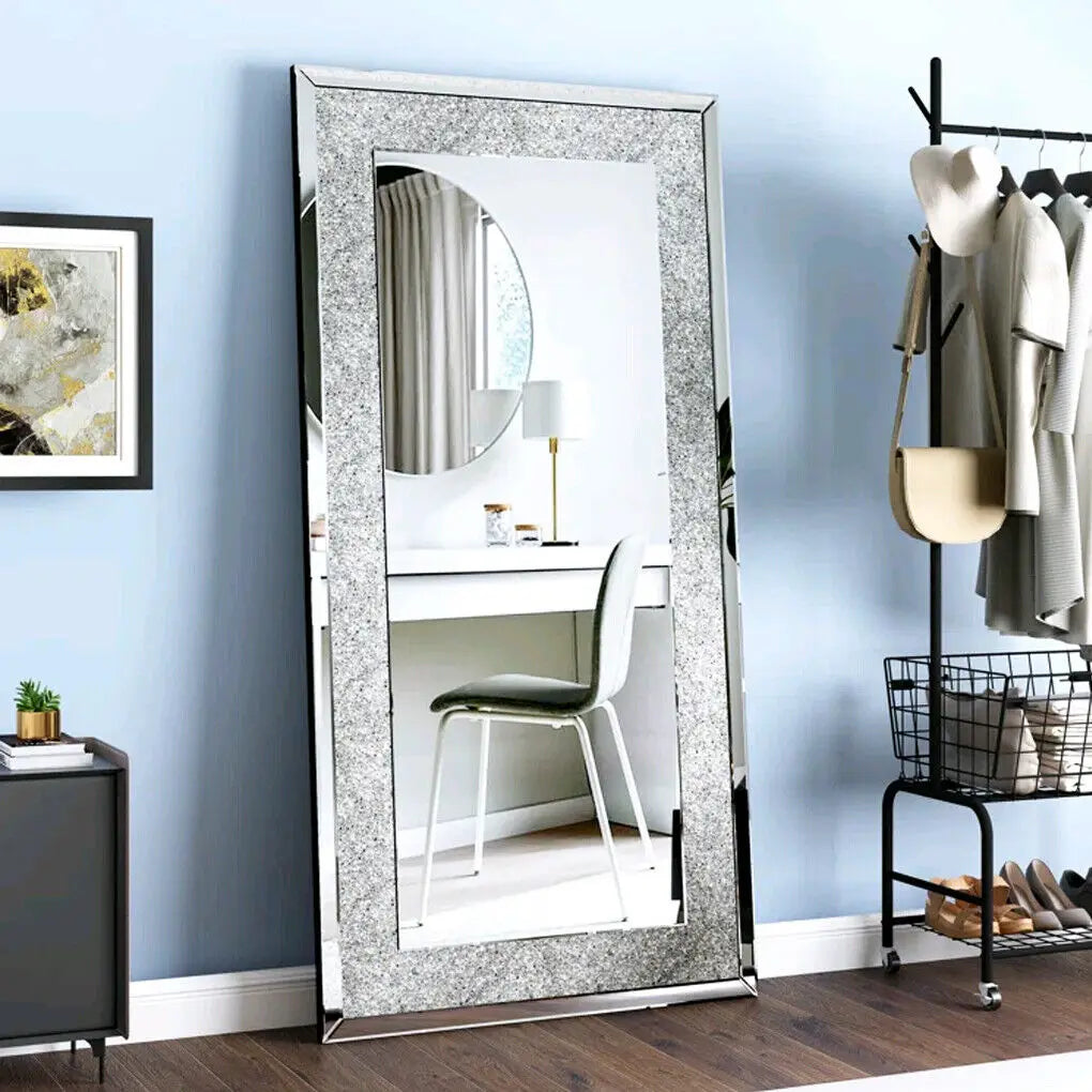 LUVODI Wall Mounted Vanity Mirror With Rhinestone Crystal Decor