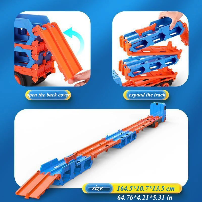 DSUE Folding Car Transporter Truck With Racing Track And Cars