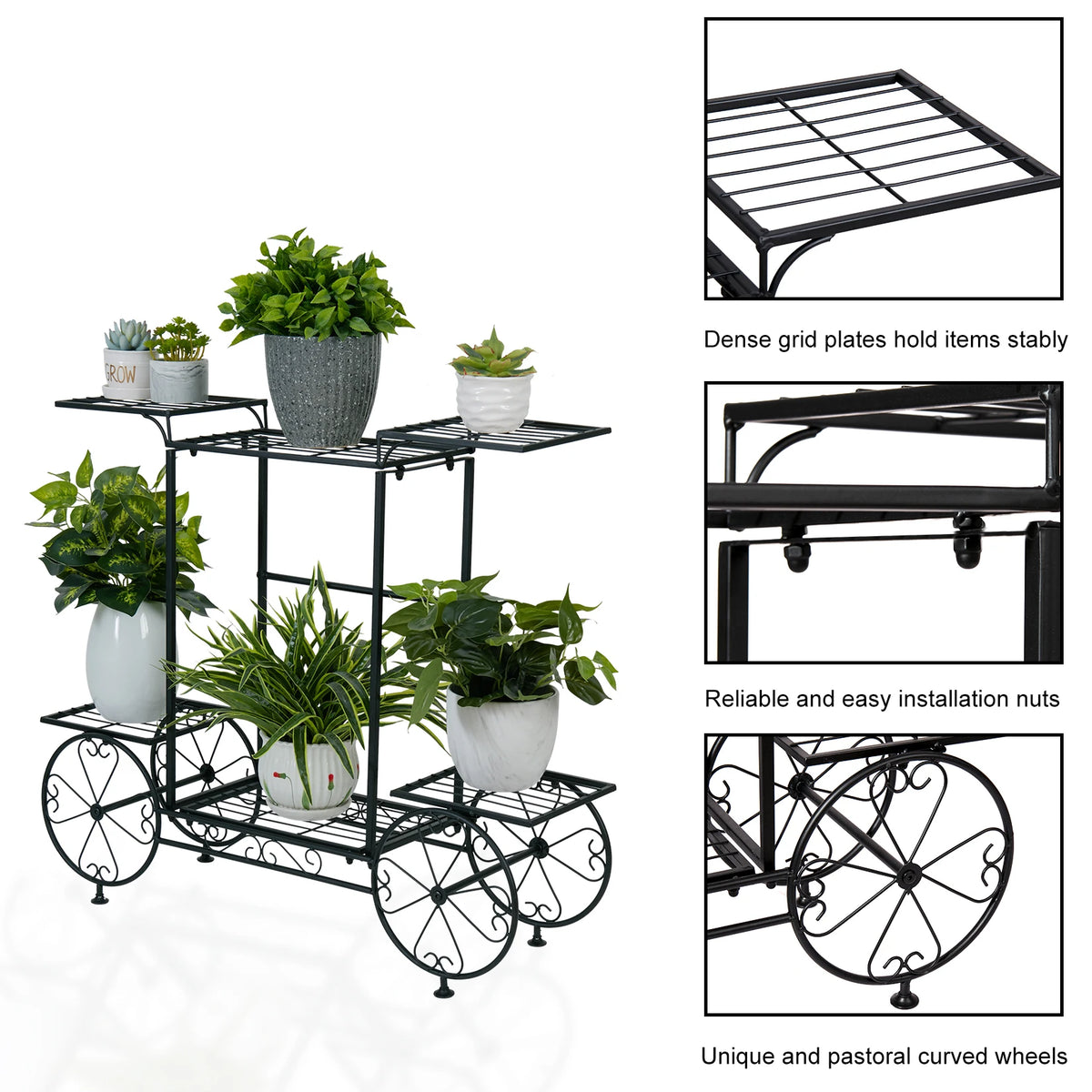 Parisian Style Metal Garden Plant Stand Flower Display Rack