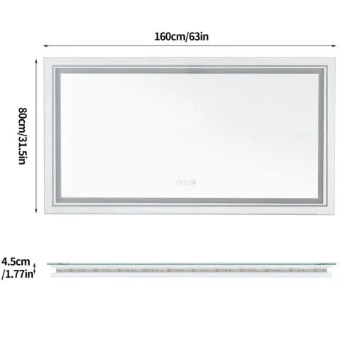 Illuminated LED Bathroom Mirror With Antifog Touch Control