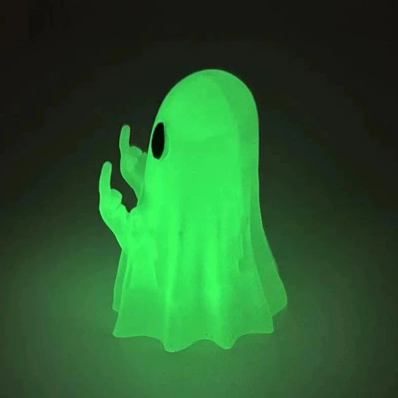 Cute Ghost Resin Statue With Middle Finger Halloween Shelf Decor