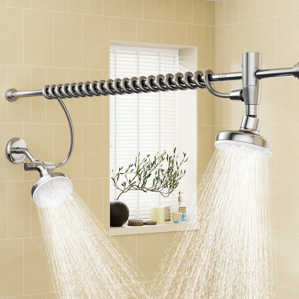 Adjustable Dual Shower Head For Couples With High Pressure Flow