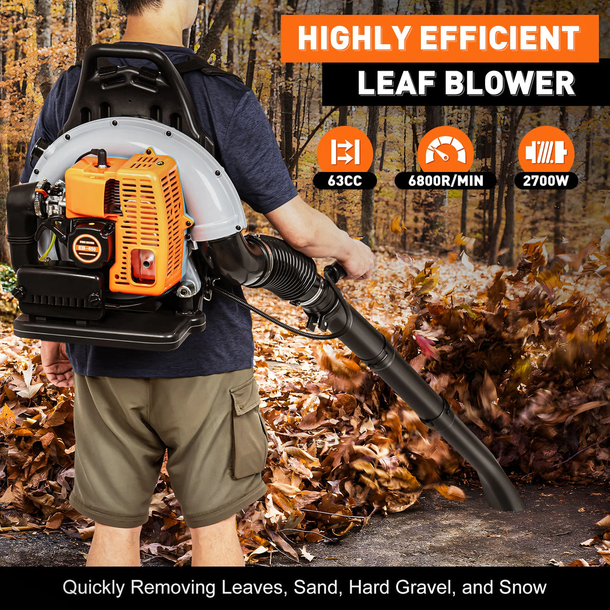 Gas Powered Backpack Leaf Blower For Lawn And Yard Care