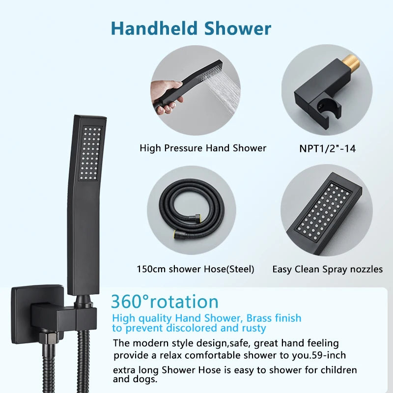 SHBSHAIMY Concealed Rainfall Shower System With Mixer Set