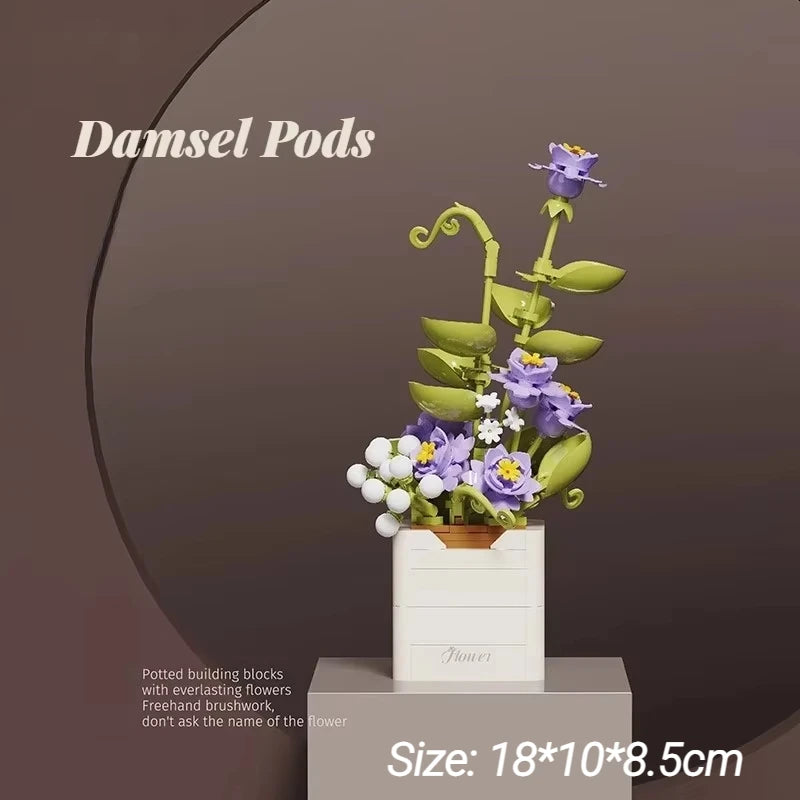 WLYX Flower Building Blocks Bouquet With Rose Lily Blooms