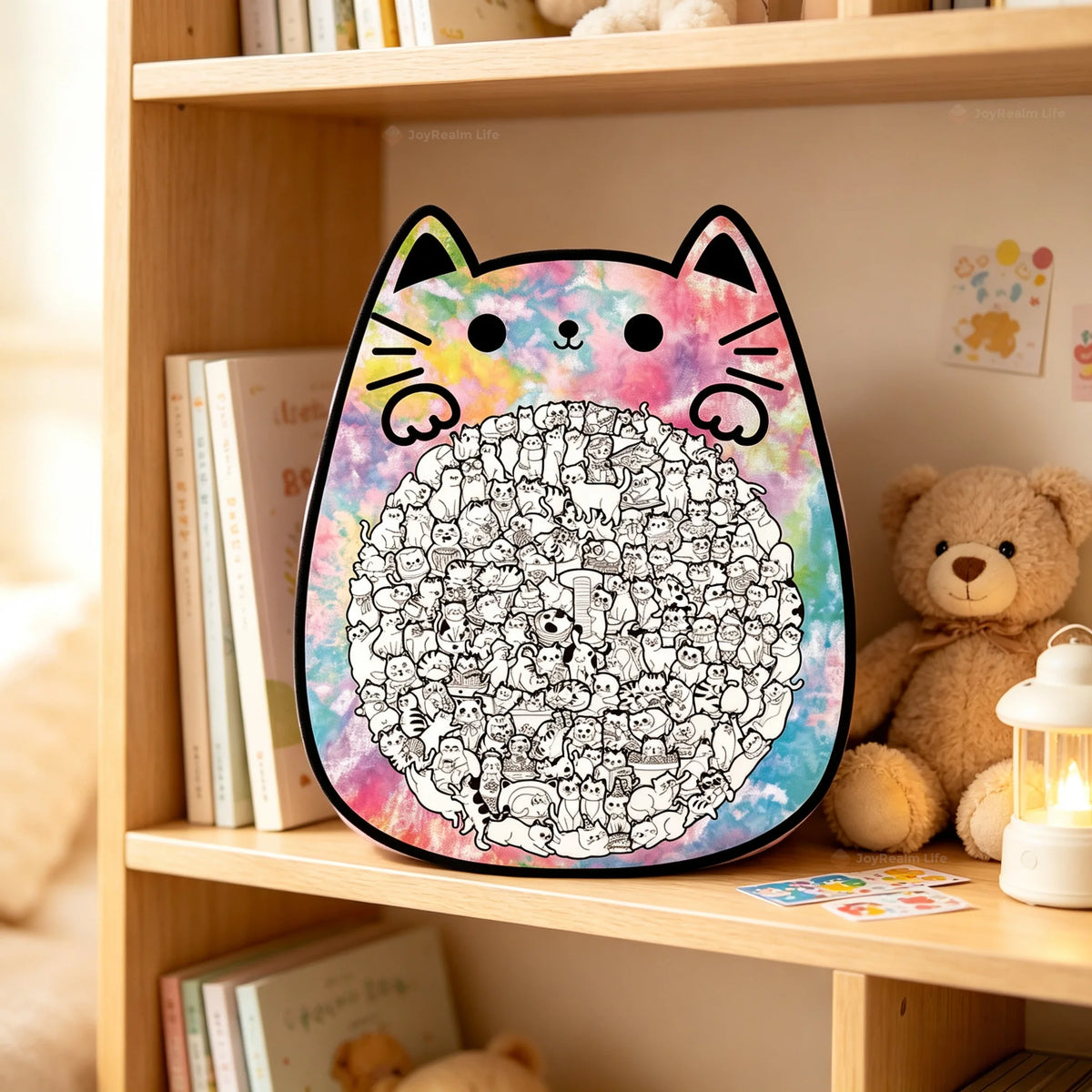 Cute Cat Wooden Puzzle Brain Teaser Desk Toy For Adults