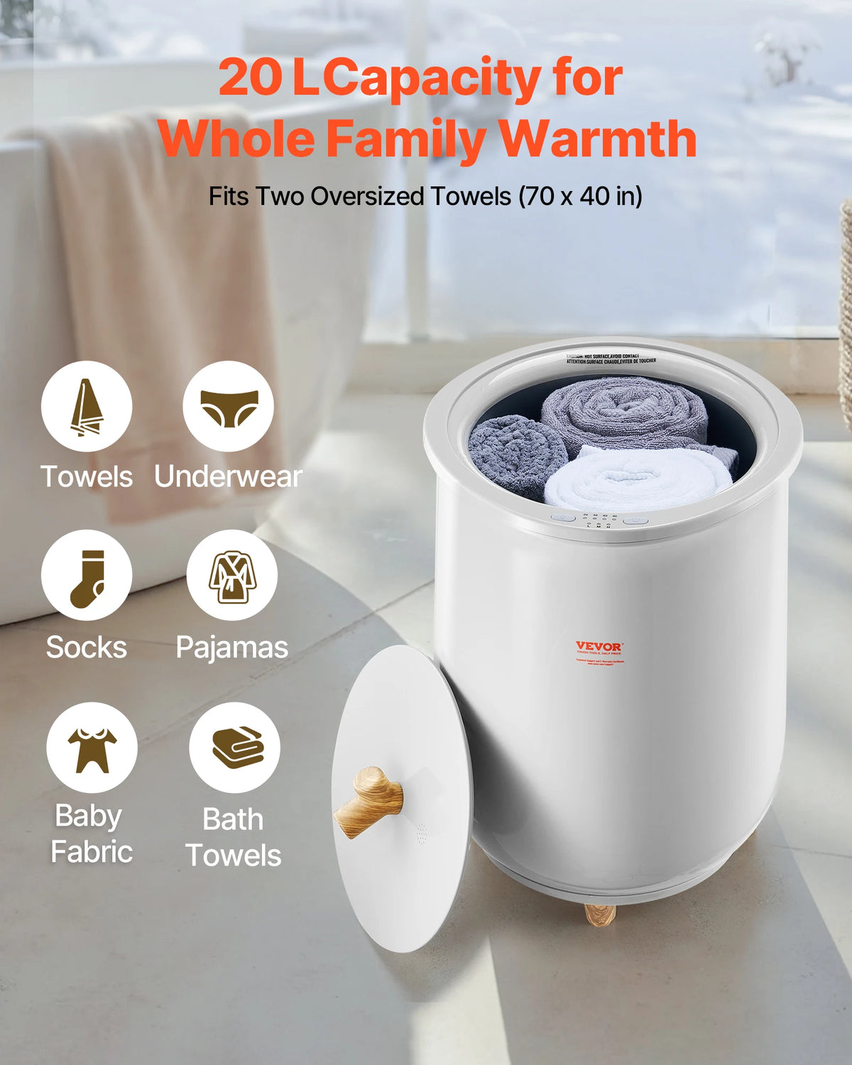 SucceBuy Heated Towel Warmer Bucket With Led Light And Thermostat