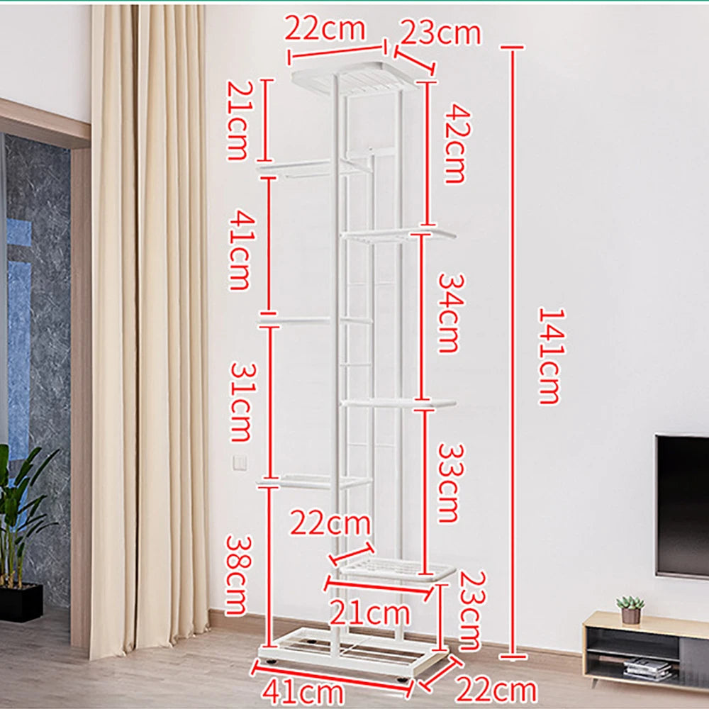 HiMISS Metal Plant Stand With Eight Tier Flower Pot Shelves