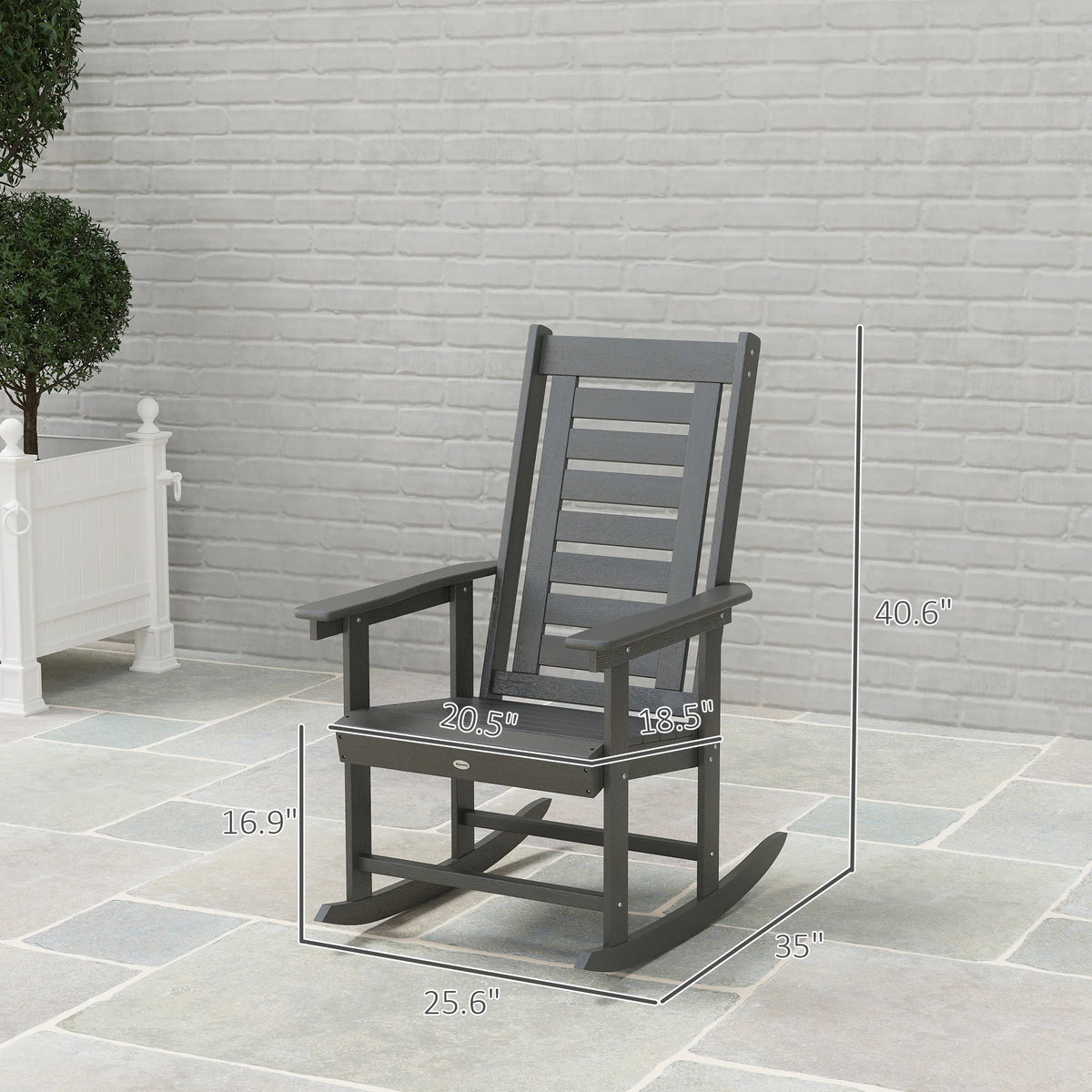 Outsunny High Back HDPE Outdoor Rocking Chairs for Patio Comfort