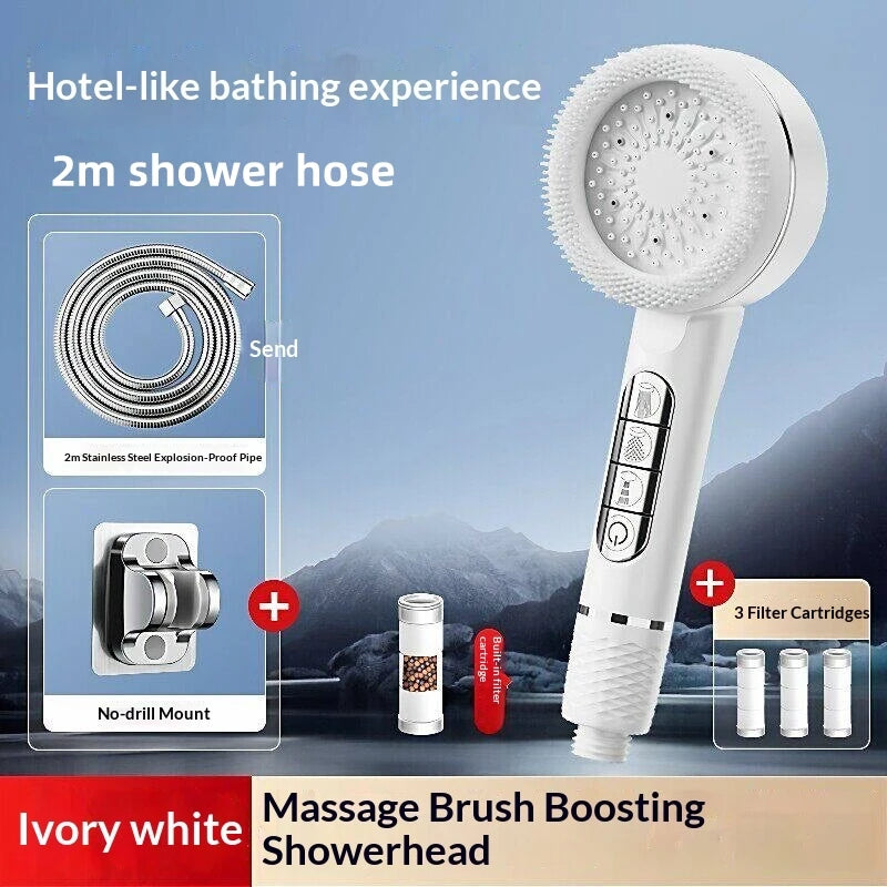 Pressurized Handheld Shower Head With Four Adjustable Spray Modes