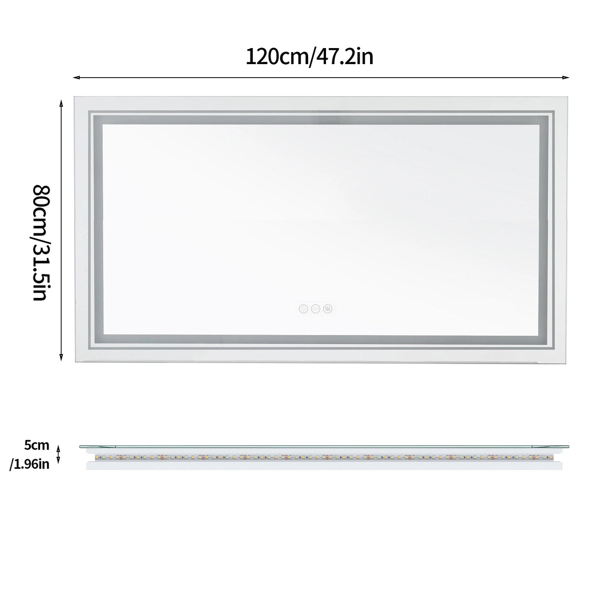 Illuminated LED Bathroom Mirror With Antifog Touch Control