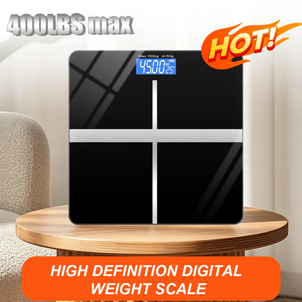 ZNLYRION Digital Bathroom Scale With LCD Display And Tempered Glass Platform