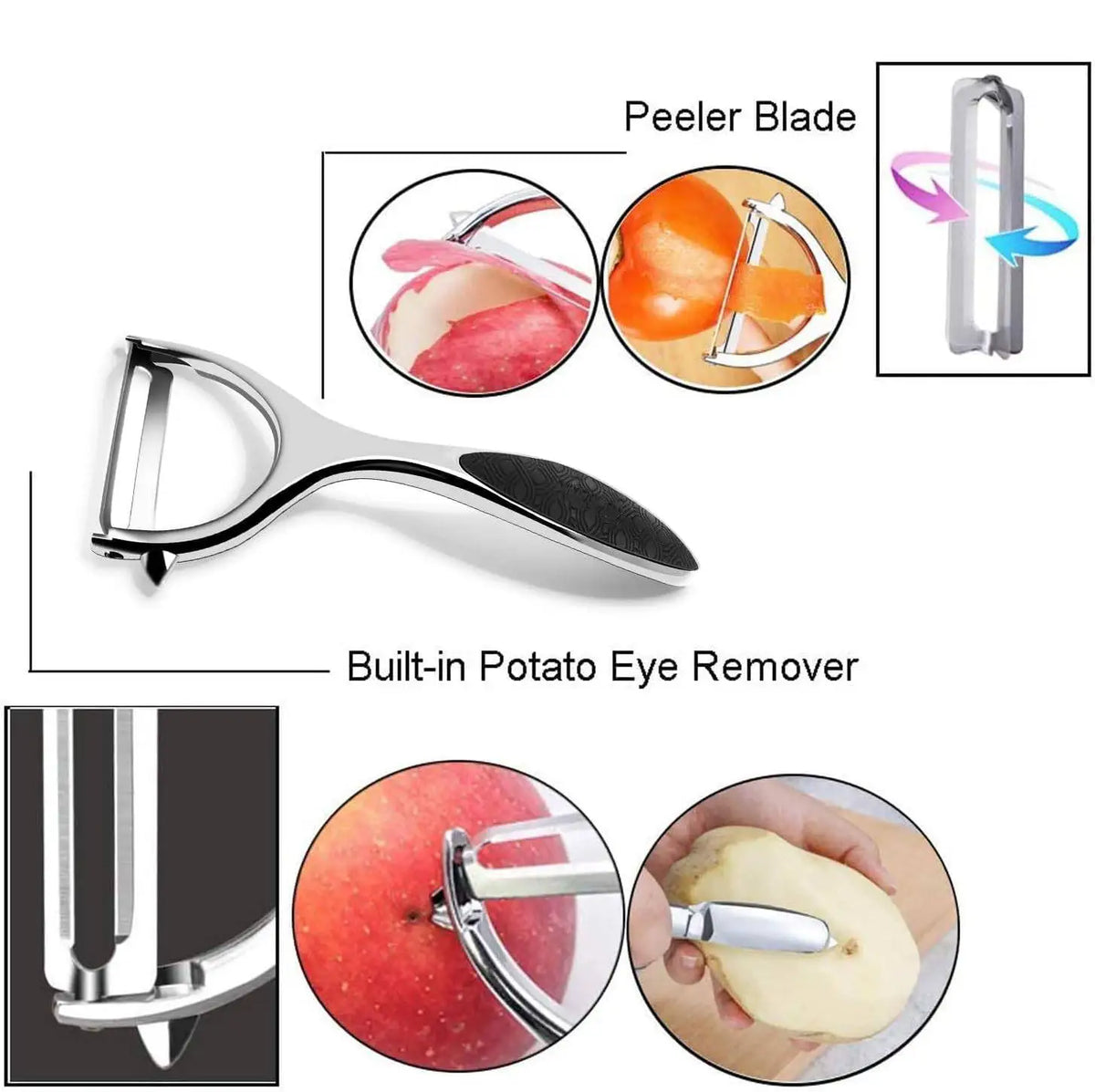Rotating Y Shaped Vegetable Peeler for Potatoes Fruits and Carrots