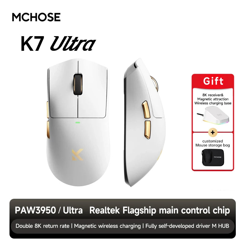 MCHOSE K7 Ultra Wireless Gaming Mouse With Magnetic Charging Dock