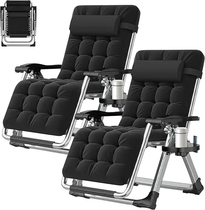 XIUWO Zero Gravity Reclining Outdoor Lounge Chairs With Cup Holders