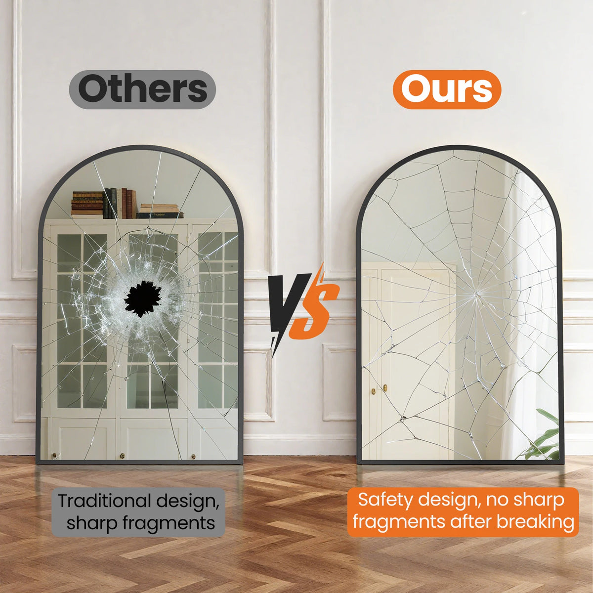 MCQ Arched Wall Mounted Bathroom Mirror With Aluminum Frame