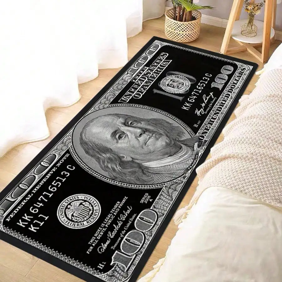 Dollar Bill Portrait Pattern Decorative Nylon Area Rug for Home