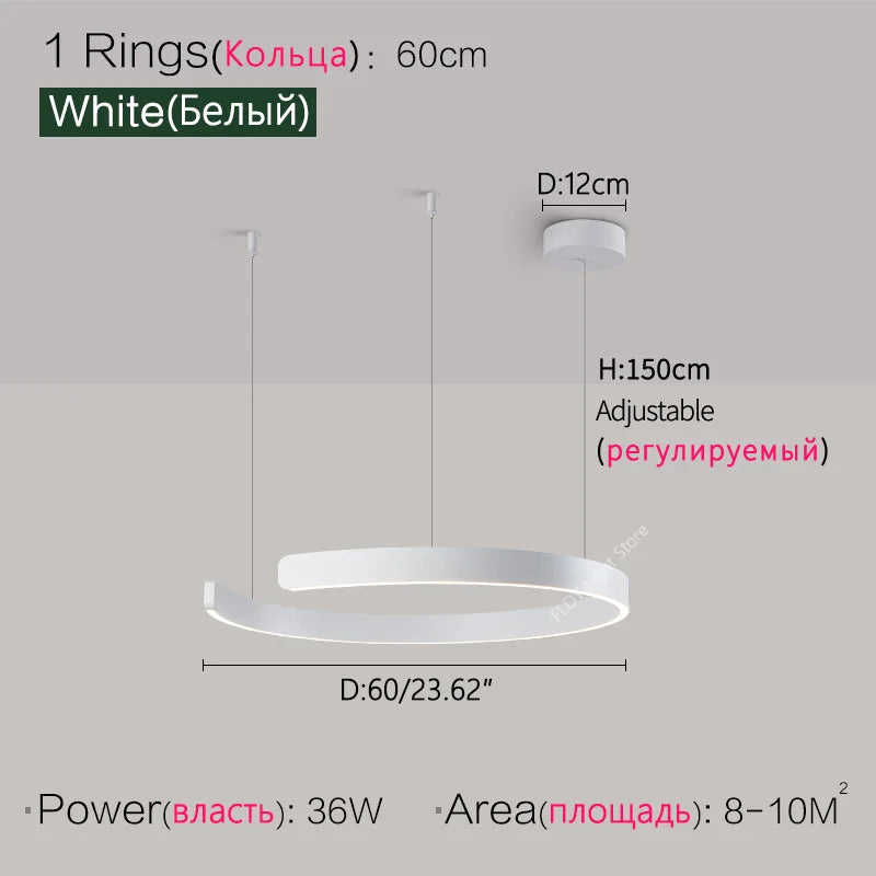 SLL Modern Nordic LED Ring Pendant Light for Living Spaces