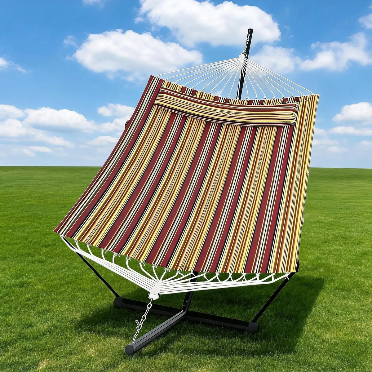 HiMISS Freestanding Double Hammock With Steel Stand For Garden Patio