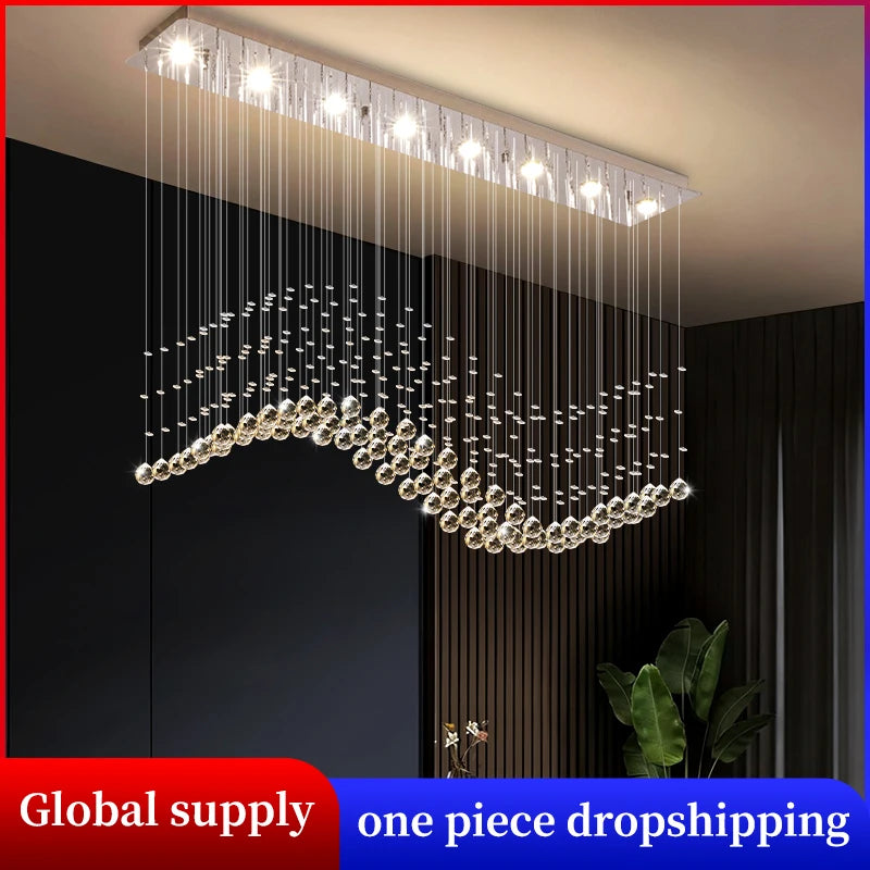 Yingxuan Modern Crystal LED Pendant Chandelier for Kitchen and Living Areas