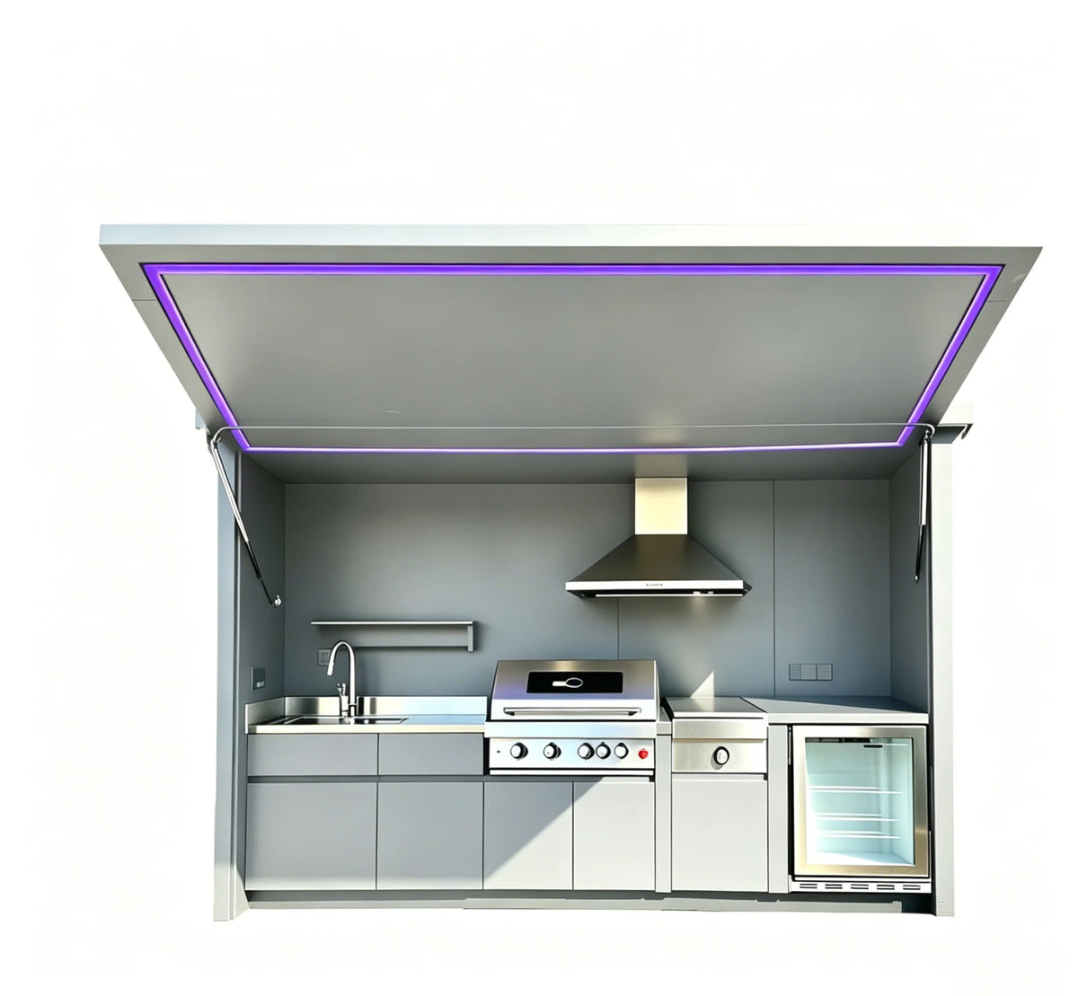 Rust Resistant Complete Outdoor Kitchen Cabinet, Full Equipped Modular Outdoor Cooking Cabinet with Large Cabinets