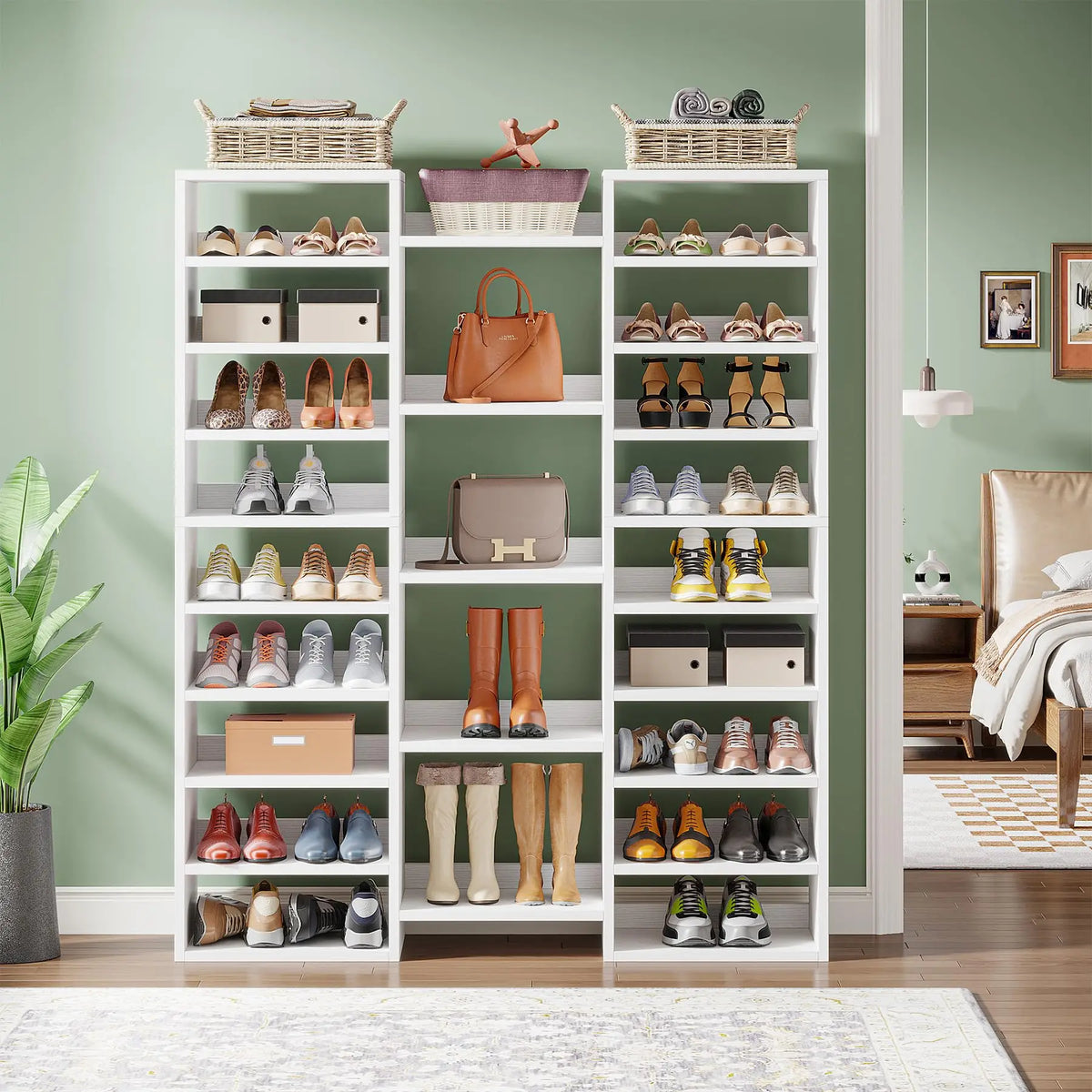 Tribesigns Freestanding Wooden Shoe Rack With 23 Open Storage Shelves