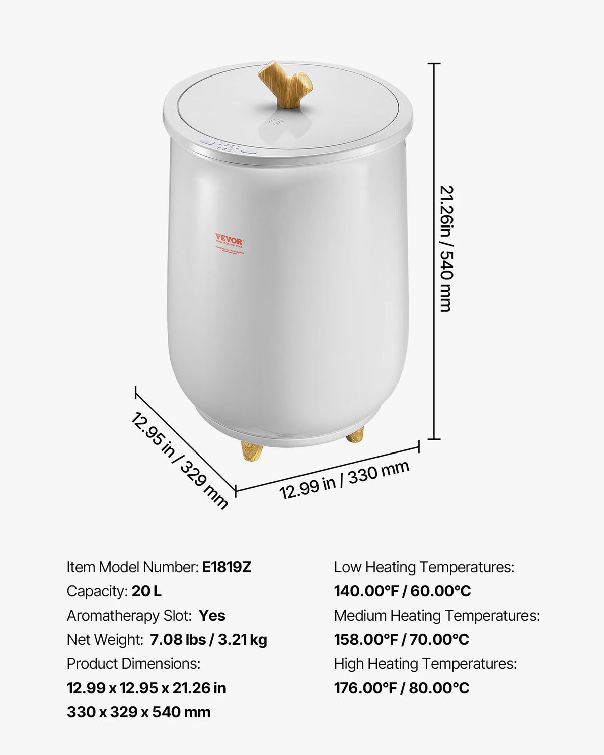 SucceBuy Heated Towel Warmer Bucket With Led Light And Thermostat