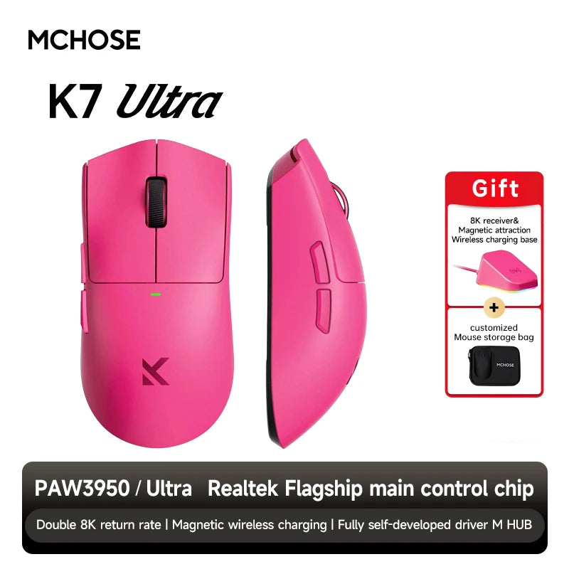 MCHOSE K7 Ultra Wireless Gaming Mouse With Magnetic Charging Dock