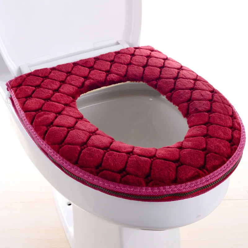 Waterproof Plush Toilet Seat Cover With Washable Zipper Design