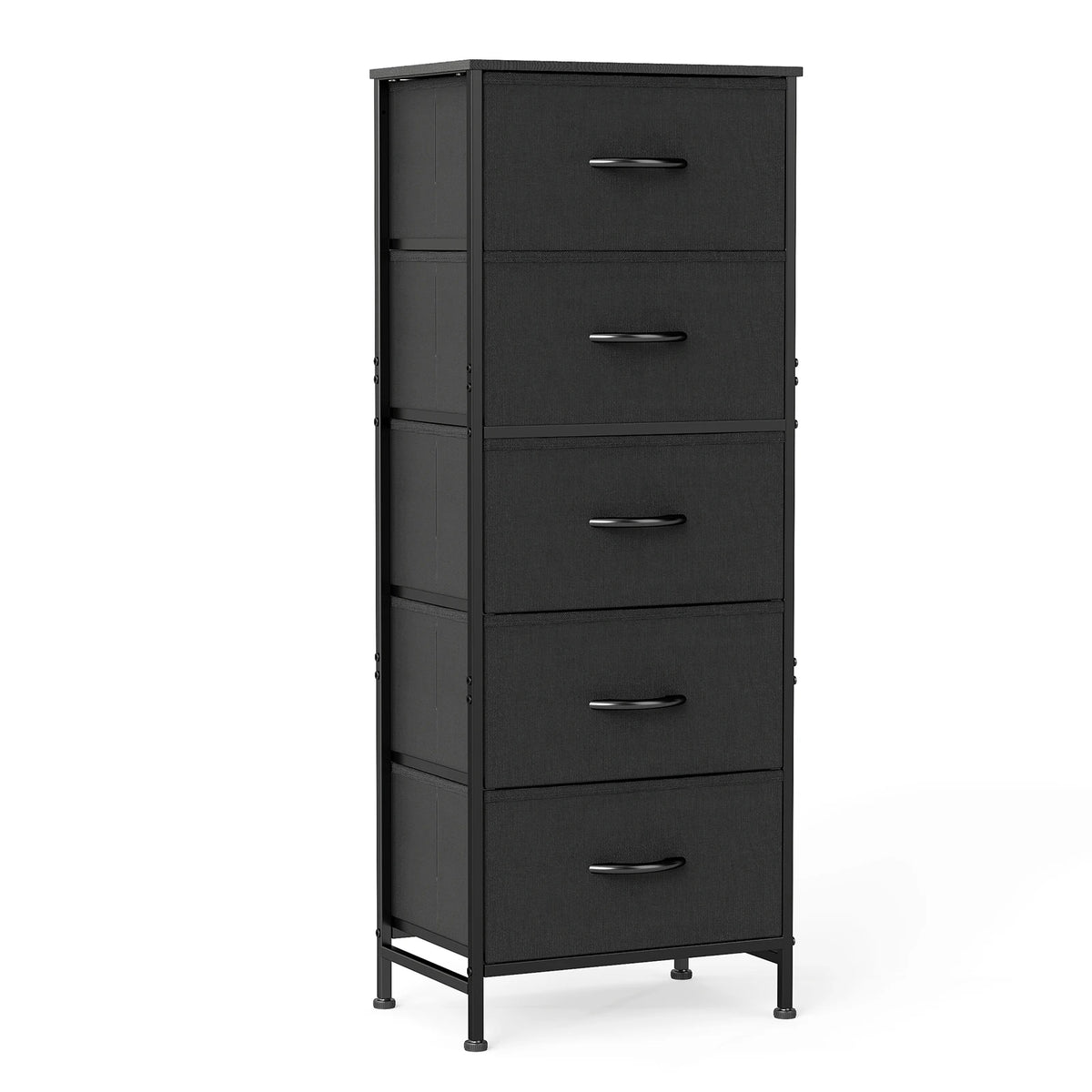 JHK Modern Bedroom Dresser With Five Fabric Drawers Steel Frame