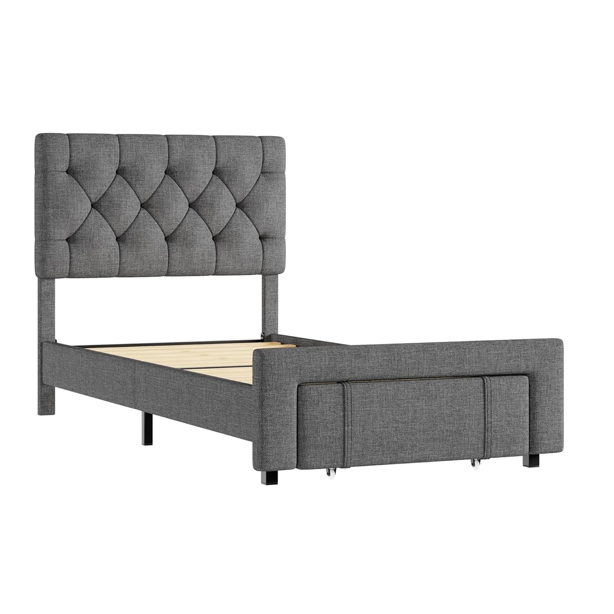 HiMISS Upholstered Platform Bed Frame With Storage Drawers And Headboard