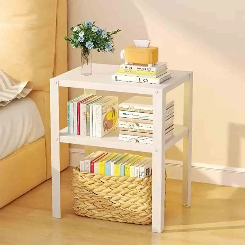 Industrial Metal Nightstand Storage Rack With Modern Shelving
