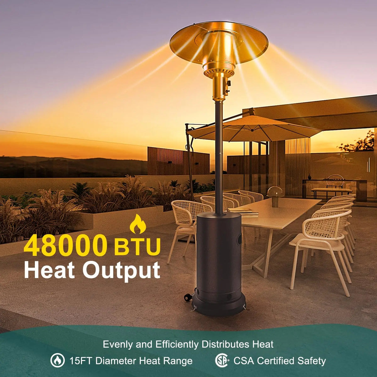 GAOMON Portable Propane Patio Heater With Safety Protection