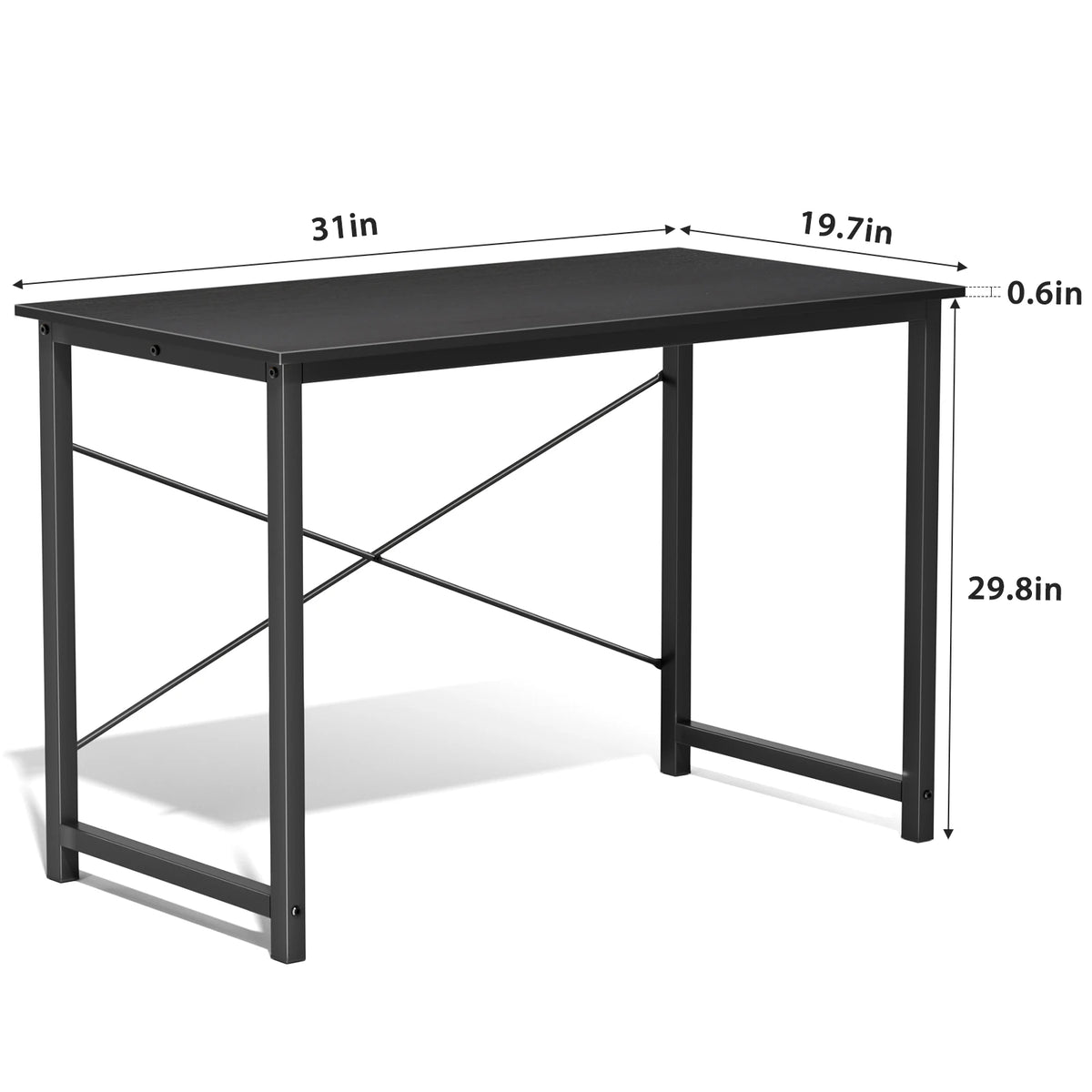 JHK Modern Computer Desk With Metal Frame And Wood Top