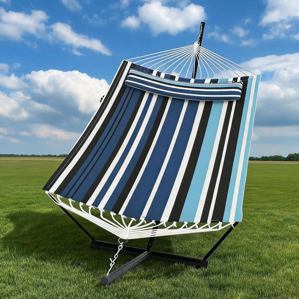 HiMISS Freestanding Double Hammock With Steel Stand For Garden Patio