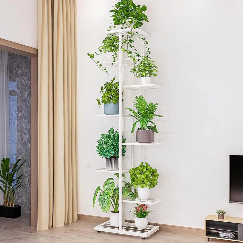 HiMISS Metal Plant Stand With Eight Tier Flower Pot Shelves