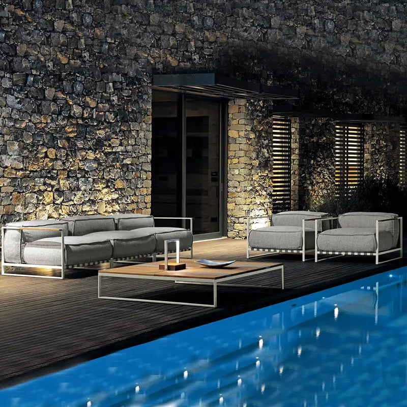 Modern Metal Outdoor Sofa Set With Cushions For Balcony Gardens