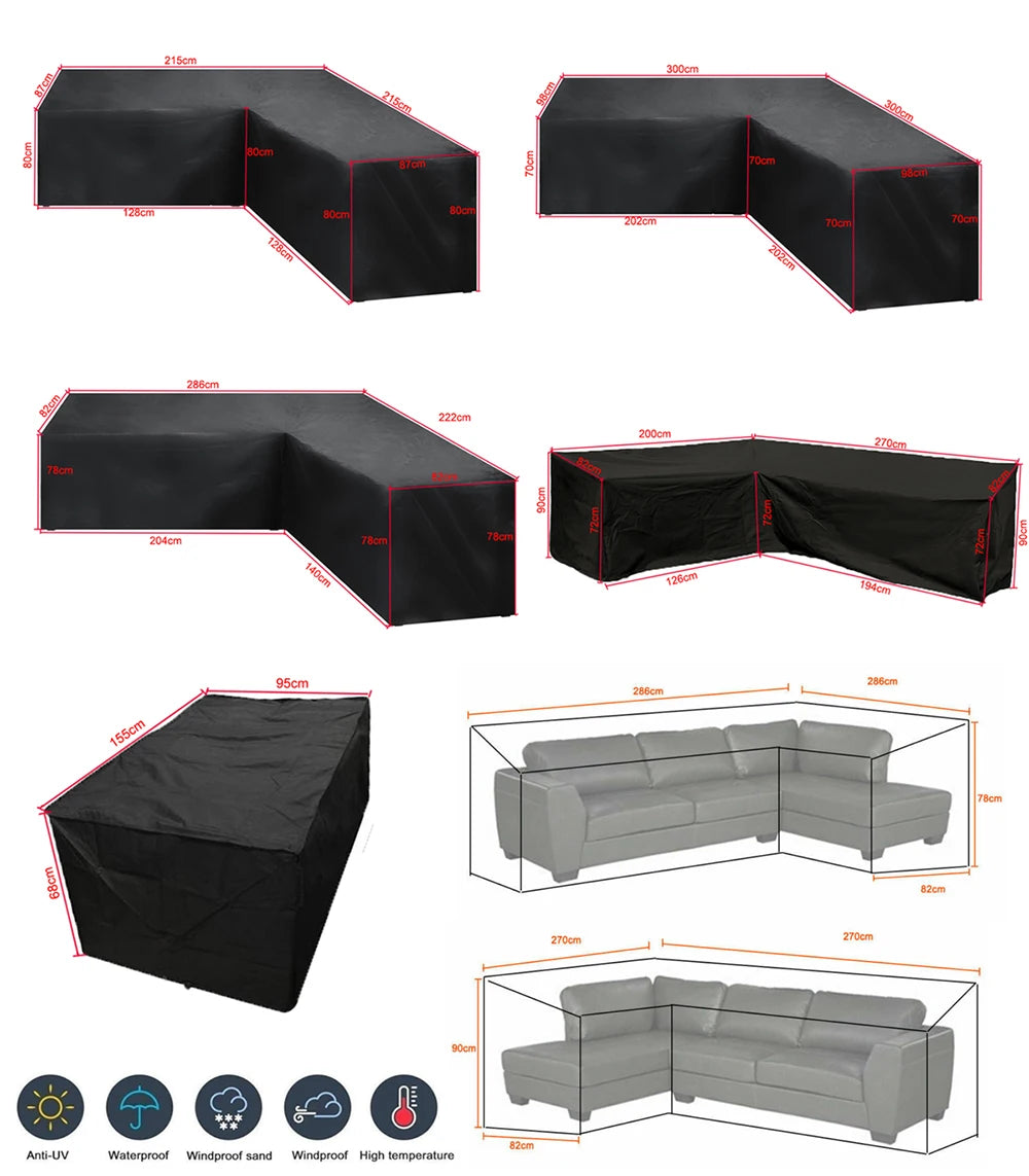 Premium Outdoor L Shape Waterproof Furniture Cover For Patio Use