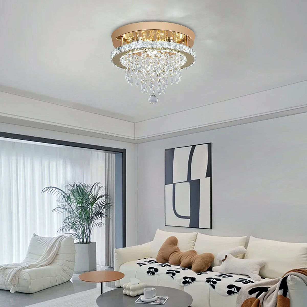 GreeLustr Luxury Crystal LED Flush Mount Ceiling Chandelier Lights