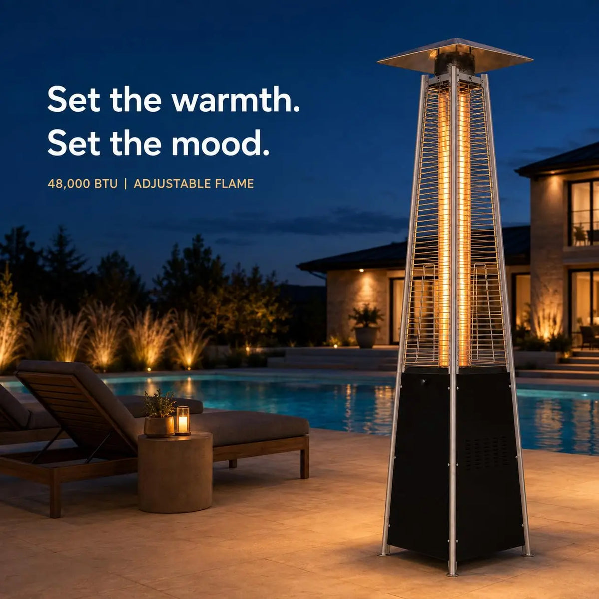 GAOMON Pyramid Propane Patio Heater With Glass Tube Flame