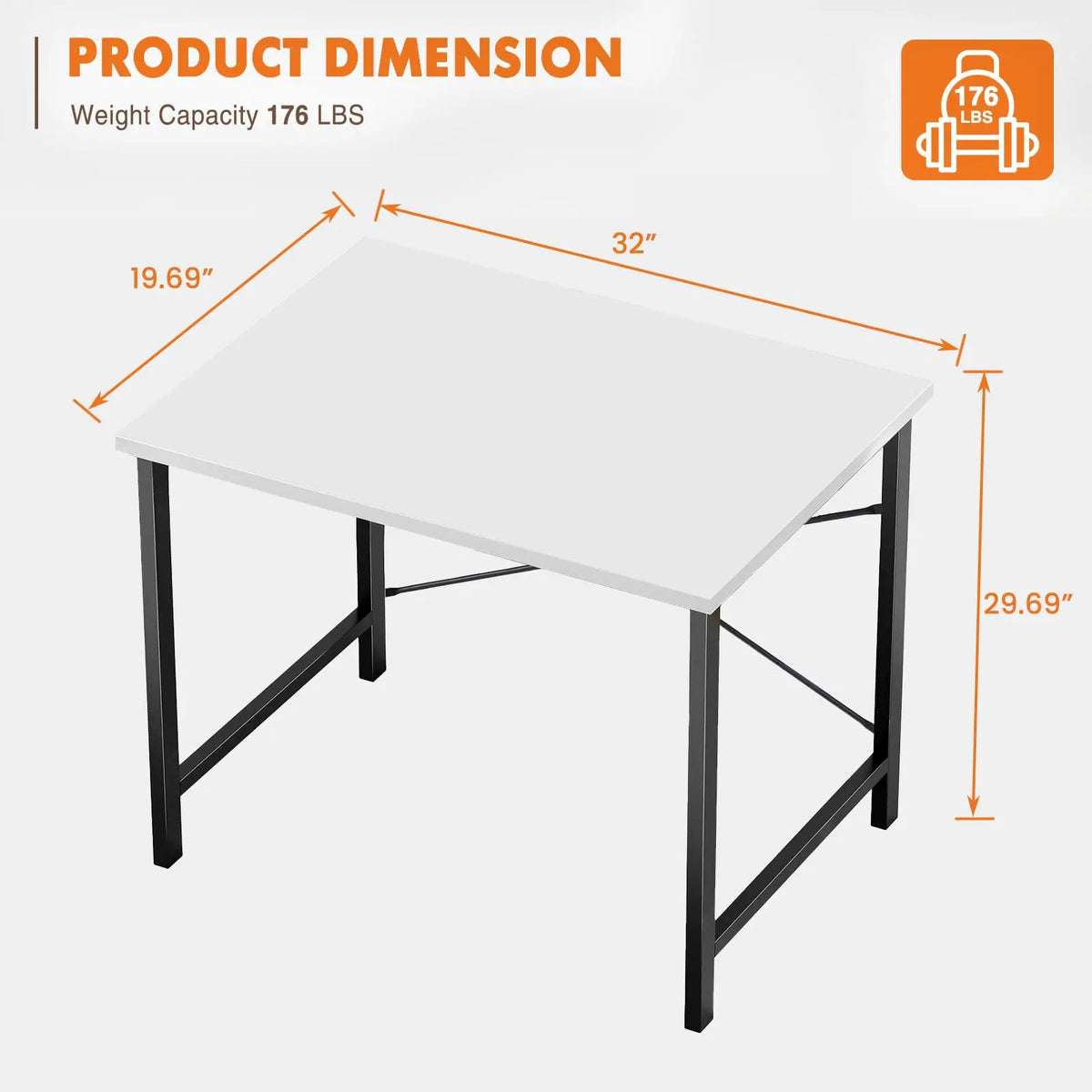 JHK Modern Computer Desk With Metal Frame And Wood Top